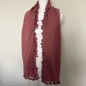 Kate Kasin Adobe Fringe Scarf Wrap, NWT